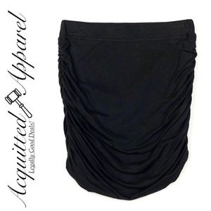 Splendid Black Bodycon Ruched Tight Skirt Fitted